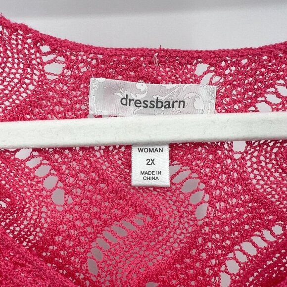 Dressbarn Women's Pink Crochet Knit Short Sleeve Top Coverup Size 2X - Picture 7 of 9